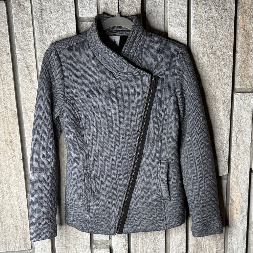 CAbi Gray Quilted Asymmetrical Blazer